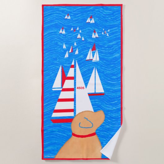 De Plage Regatta Day Yellow Dog Beach Serviette (Devant)