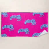 De Plage Rose & Bleu Moderne Jungle Cheetah Beach Serviette (Devant)