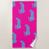 De Plage Rose & Bleu Moderne Jungle Cheetah Beach Serviette (Devant)