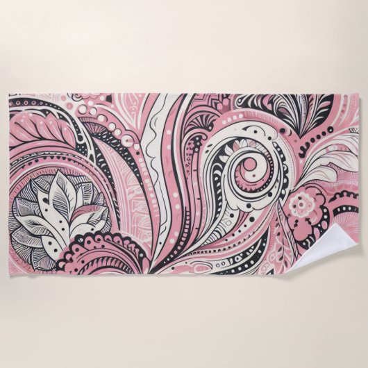 De Plage Rose Paisley Le Home Studio Beach Serviette (Devant)