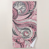 De Plage Rose Paisley Le Home Studio Beach Serviette (Devant)