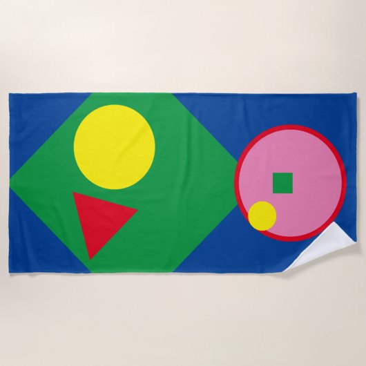 De Plage Rouge clair, Jaune, Rose Geo Mod Beach Serviette (Devant)