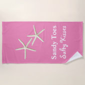 De Plage Sandy Toes Salty Kisses Pink Beach Serviette (Devant)