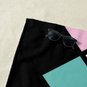 De Plage Serviette Arlequin Beach (Noir, Aqua & Rose) (En situation)