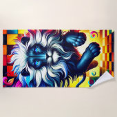 De Plage Serviette Artsy Lion Beach (Devant)
