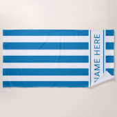 De Plage Serviette blanche bleu océan avec votre nom (Devant)