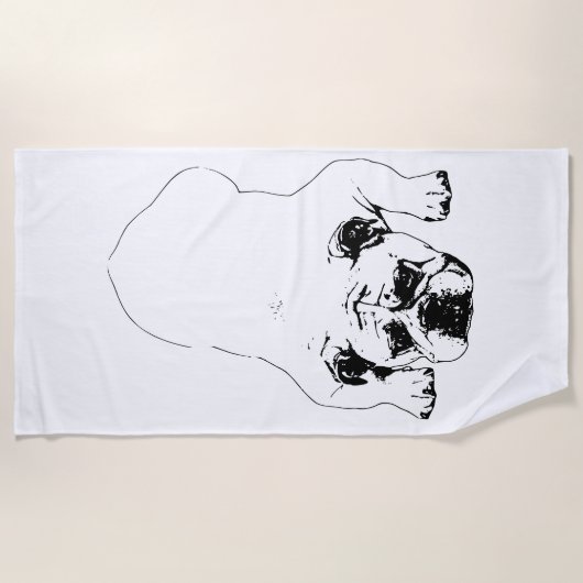 De Plage Serviette Calme Relaxation Bouledogue (Devant)