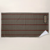 De Plage Serviette classique Houndstooth Black, Tan & Red B (Devant)