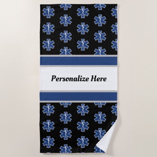 De Plage Serviette    Logo Beach EMS d'urgence (Devant)