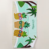 De Plage Serviette nommée faite sur commande d'ananas frais (Devant)