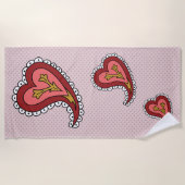 De Plage Serviette Paisley Heart Beach (Devant)