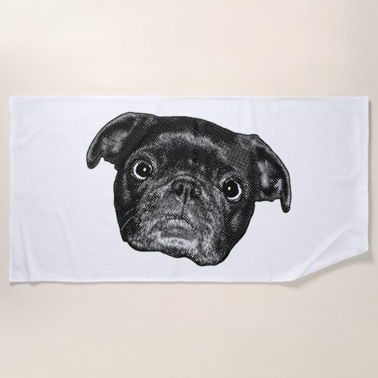 De Plage Serviette point pug hiver (Devant)