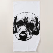 De Plage Serviette Portrait noir et blanc Labrador (Devant)