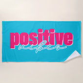 De Plage Serviette Positive Vibes Rose Chaud & Turquoise (Devant)