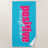 De Plage Serviette Positive Vibes Rose Chaud & Turquoise (Devant)