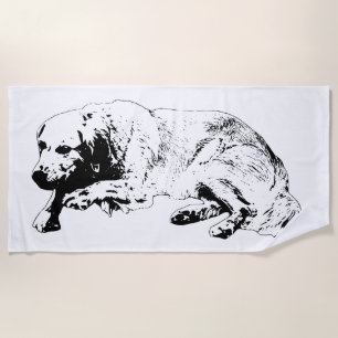 De Plage Serviette pour chien à ligne d'encre grasse Inspir