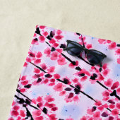 De Plage Serviette rose Fuji et Sakura (En situation)