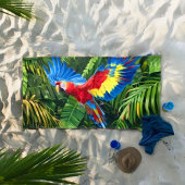 De Plage Serviette Tropical Macaw Beach colorée