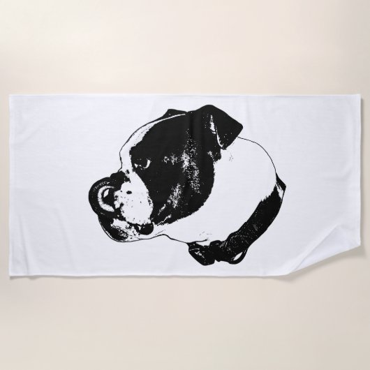 De Plage Serviette Vectorielle Bulldog Bold (Devant)