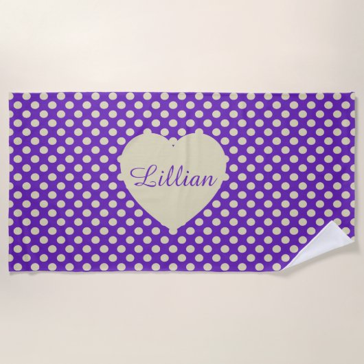 De Plage Serviette violette à pois (Devant)