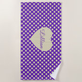 De Plage Serviette violette à pois (Devant)