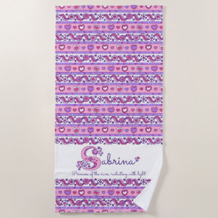 De Plage Signification du nom Sabrina fleur cœur serviette 