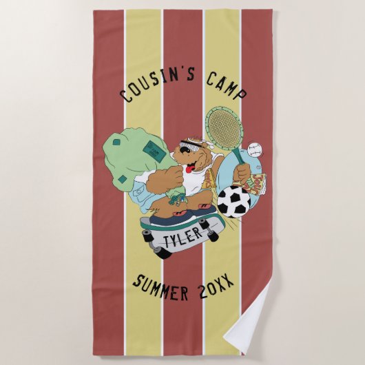 De Plage Summer Camp Beach Serviette Ours Personnaliser (Devant)