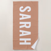 De Plage Terracota Rose Beige Nom Rétro Serviette Bachelore (Devant)