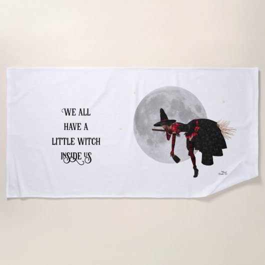 De Plage Tipsy Witch Sur Flying Broom Beach Serviette (Devant)