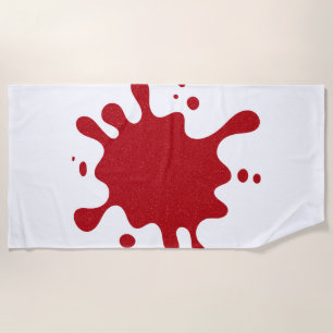 De Plage Tomette rouge personnalisée Splash sur serviette d