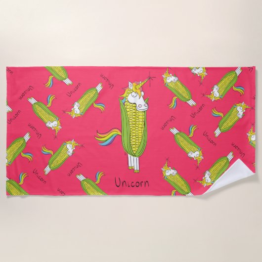 De Plage Unicorn Funny Corn Beach Serviette (Devant)