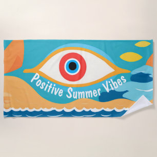 De Plage Vibes d'été positives Evil Eye moderne serviette d