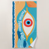 De Plage Vibes d'été positives Evil Eye moderne serviette d (Devant)