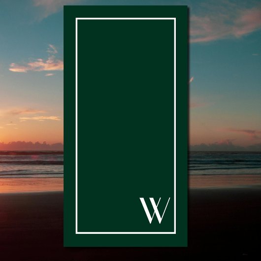 De Plage Votre monogramme en vert foncé et blanc serviette