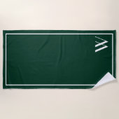 De Plage Votre monogramme en vert foncé et blanc serviette (Devant)