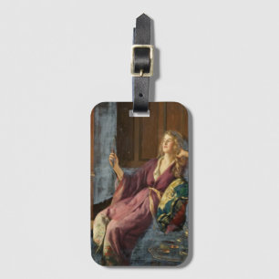 De plagerige coquette (door John Collier) Bagagelabel