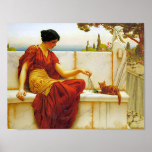 De plagerij door John William Godward Poster