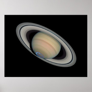De planeet Saturn met Auroras Poster