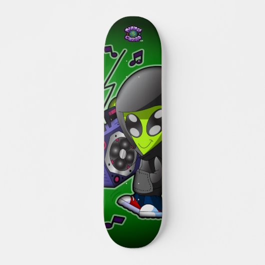De Planet Cazmo Alien! Skateboard (Voorkant)