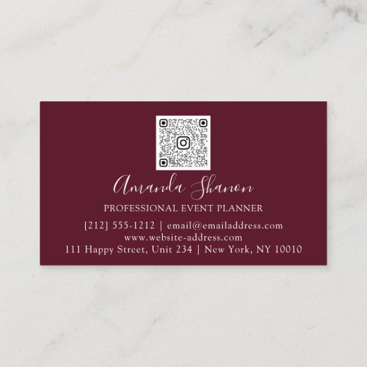 De Planner van de gebeurtenis drijft Roos QR Code  Visitekaartje (Achterkant)