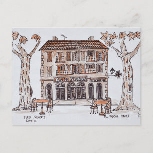 de plataanbomen, Place Paoli, L'Ile Rousse, Cors Briefkaart