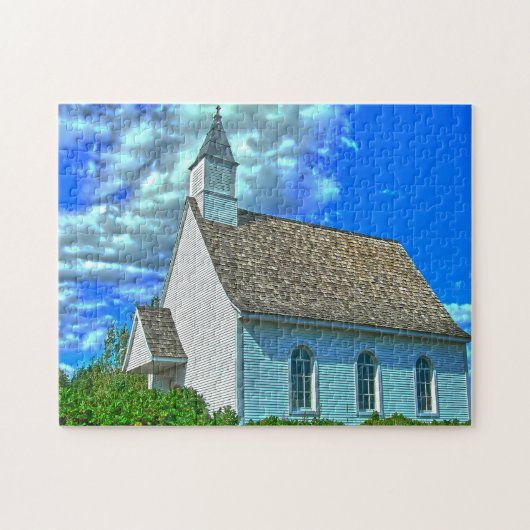 De plattelandskerk in Quebec Canada. Legpuzzel (Horizontaal)