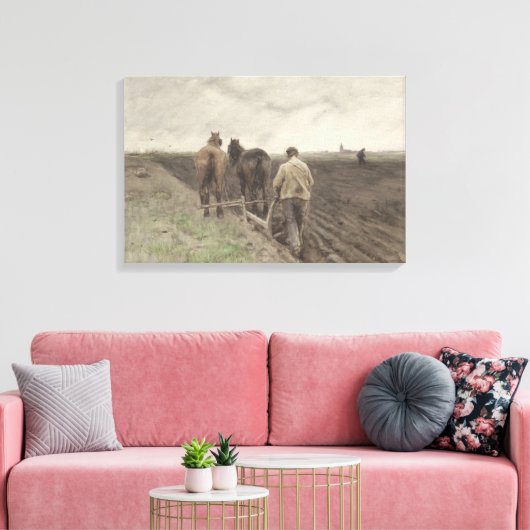 De ploegenboer Anton Mauve Canvas Afdruk (Insitu (Woonkamer))