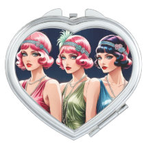 Rétro Flapper Girl Compact Miroir