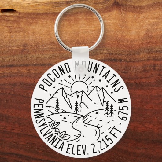De Poconos Pennsylvania PA Mountain Gift Retro Sleutelhanger (Voorkant)