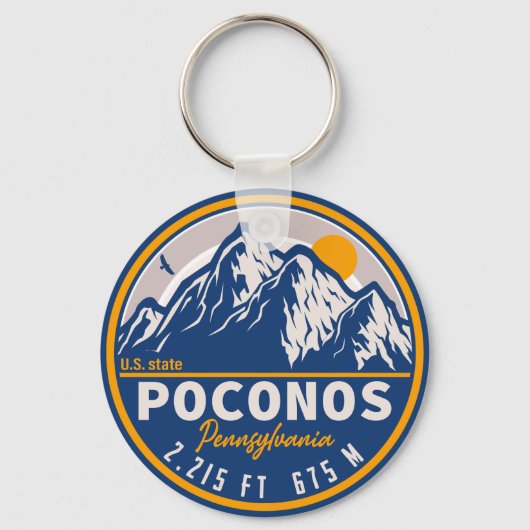 De Poconos Pennsylvania PA Mountain Retro Gift Sleutelhanger (Voorkant)
