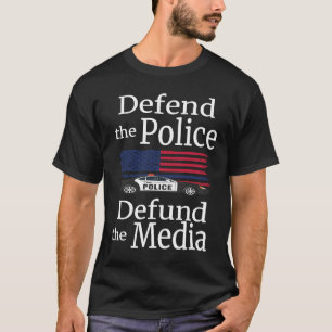 De politie verdedigen de Media-Amerikaanse vlag P T-shirt