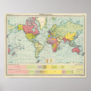 De politieke Kaart van de wereld Poster