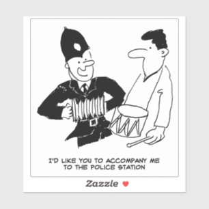 De politieman heeft Accordion Cartoon. Sticker
