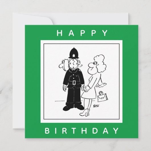 De politieman heeft Clock Face Cartoon. Kaart (Voorkant)